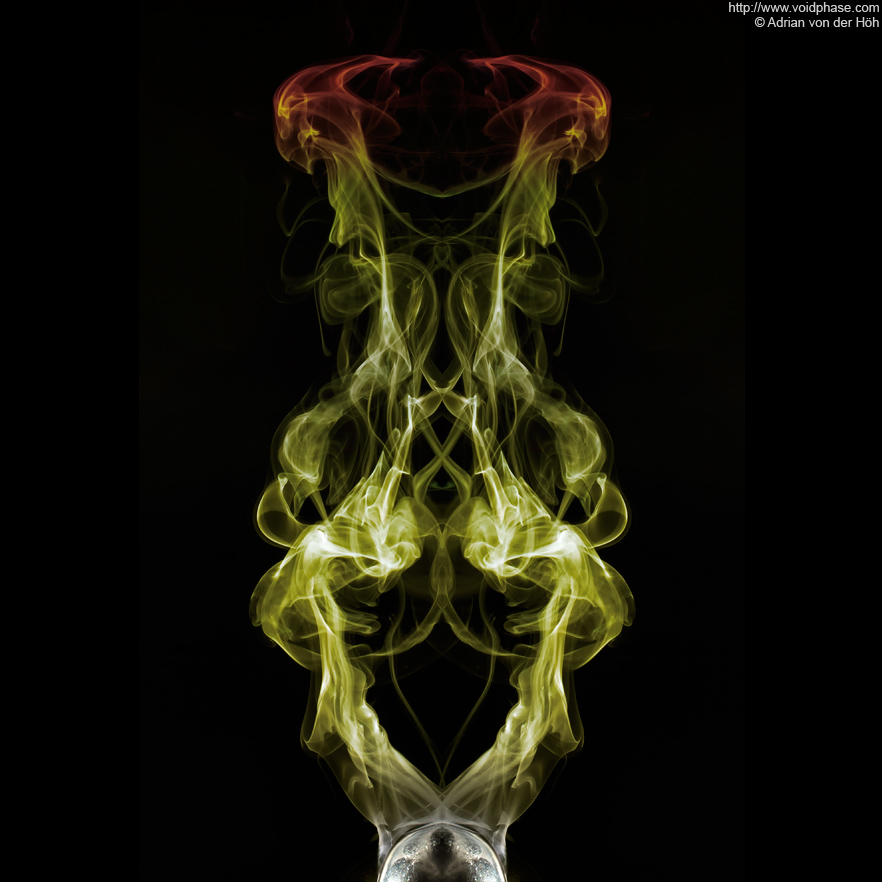 green and red smoke sculpture